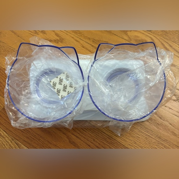 unbranded Other - Unbranded Cat Dog Water Food Double Bowls Clear Pet Feeder w/ Raised Stand New